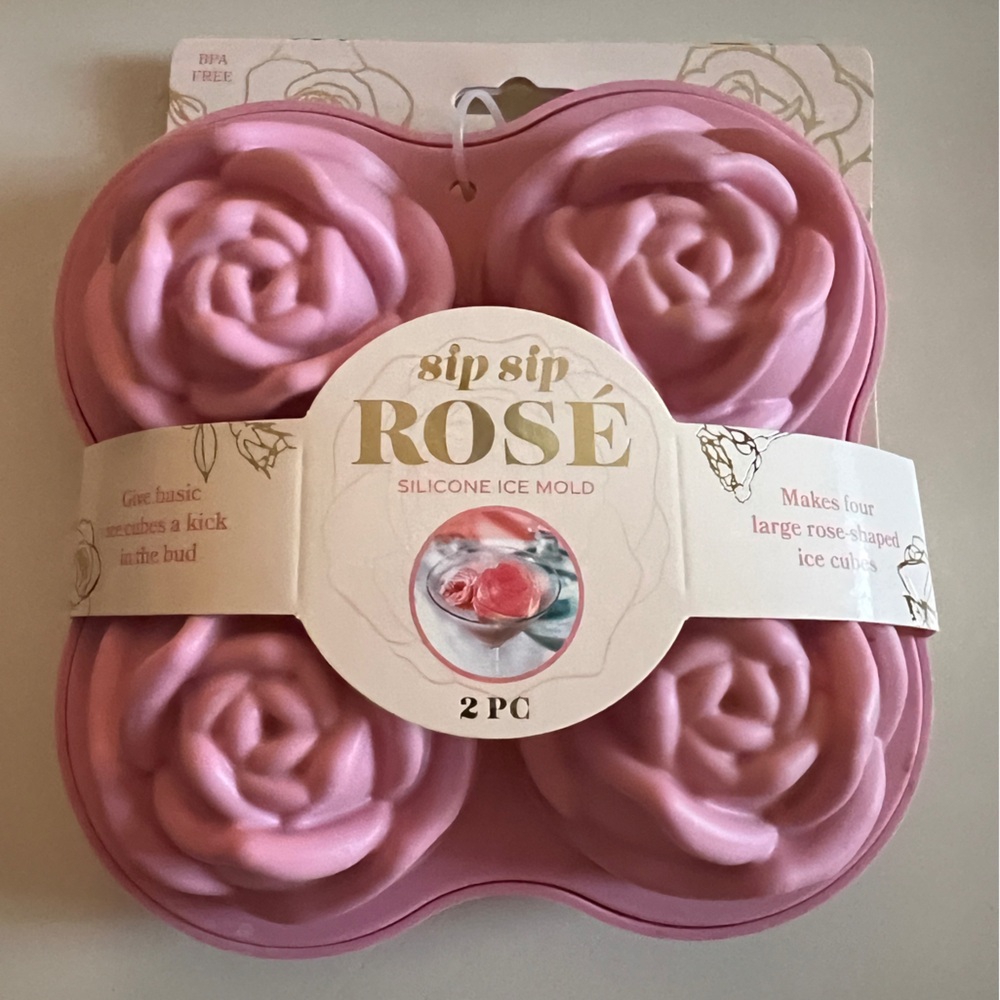 Sip Sip Rosé Silicone Ice Mold – 2 PC – Rose Shaped Large Ice Cube Trays